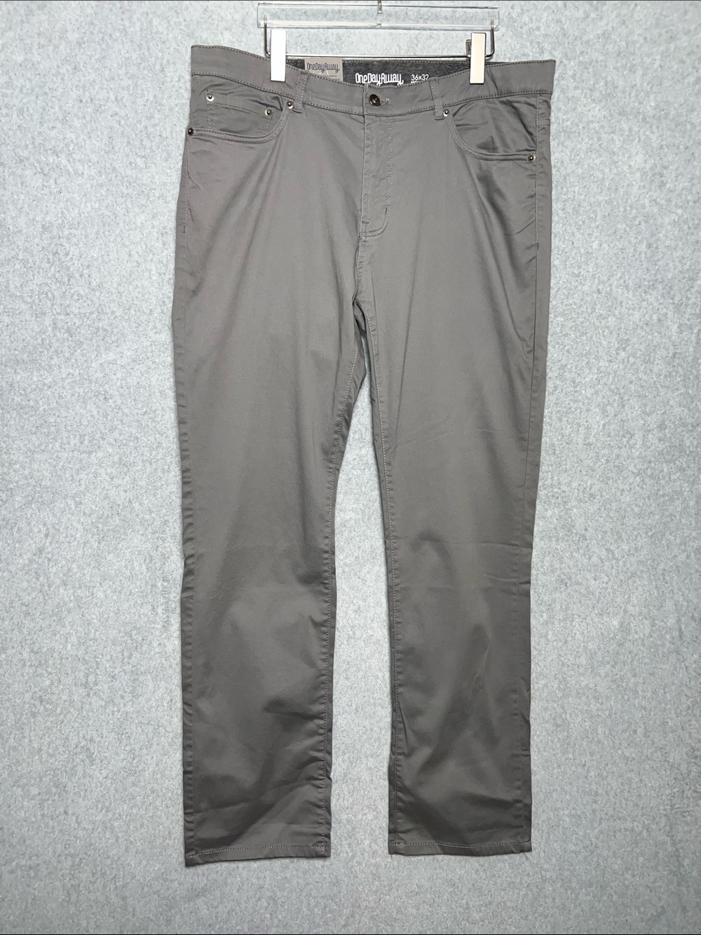 OneDayAway Stretch Sateen Pants 36x32 Gray Regular Fit 5 Pocket Flex Waist NWT